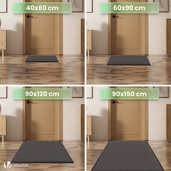 VOUNOT - Tapis de porte paillasson 90x120cm Anthracite - large