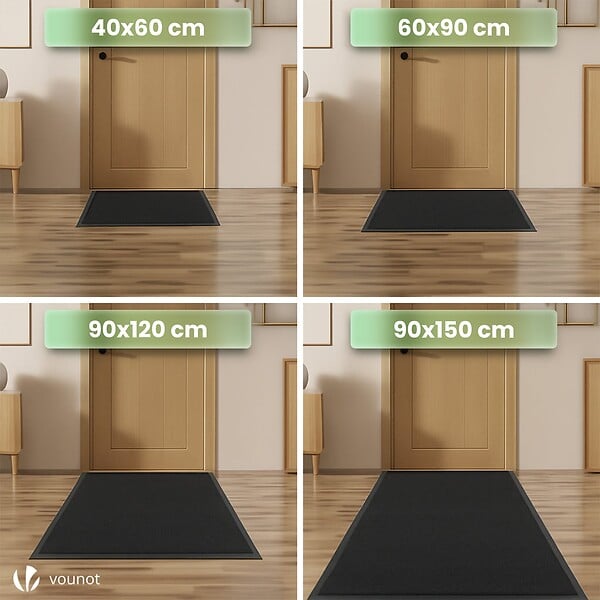 VOUNOT - Lot de 2 Tapis de porte paillasson 40x60cm Noir - large