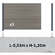 DECKLINEA - Kit clôture composite sur muret poteau sur platines - CRUZ Argent H-1,2m - vignette