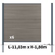 DECKLINEA - Kit clôture composite poteau à sceller - CRUZ Argent H-1,8m - vignette