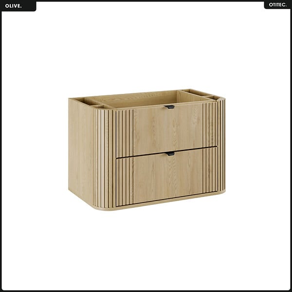 OTITEC - Ensemble de meubles sous vasque - 80 cm - avec Plan - Colonne - OLIVE - Chêne - large