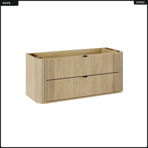 OTITEC - Ensemble de meubles sous vasque - 120 cm - avec Plan - Vasque - Colonne - OLIVE - Chêne - large