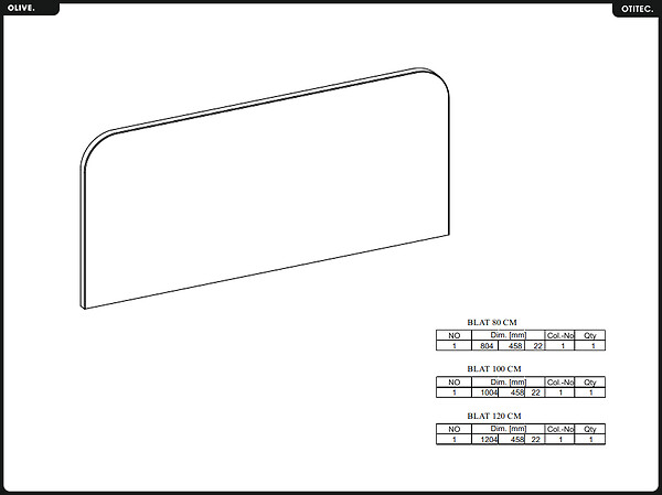OTITEC - Plan vasque - H.2 x L.80 x P.45 - OLIVE - Chêne - large