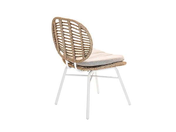 JARDILINE - Lot de 4 Chaises de jardin en résine tressée FLORES avec coussin chiné gris/beige - large