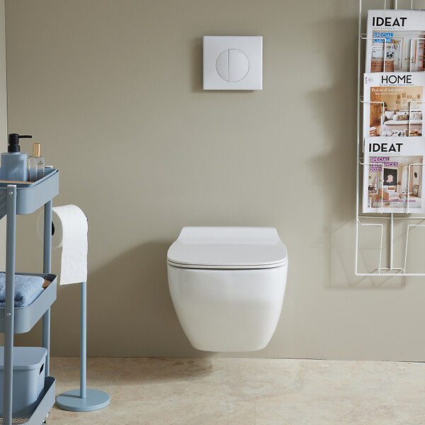 SIAMP - Pack WC suspendu gain de place bati siamp autoportant universel + cuvette avec bride Almeria - large