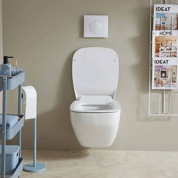 SIAMP - Pack WC suspendu gain de place bati siamp autoportant universel + cuvette avec bride Almeria - large