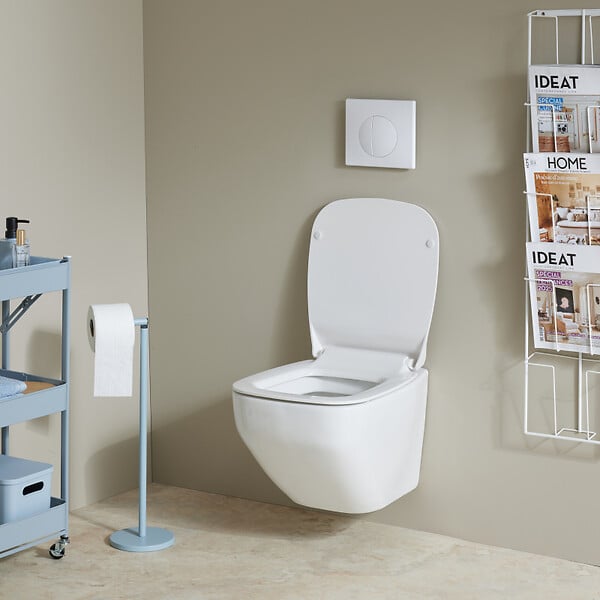 SIAMP - Pack WC suspendu gain de place bati siamp autoportant universel + cuvette avec bride Almeria - large