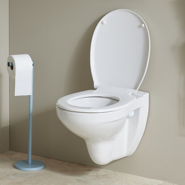 GODART - Cuvette WC suspendu NF avec bride en céramique + abattant blanc - Sydney - large