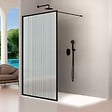 KASSANDRA - Paroi de douche fixe FRESH PERIMETRAL noire verre cannelé 90 cm - vignette