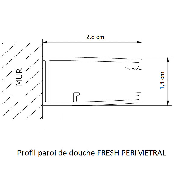 KASSANDRA - Paroi de douche fixe FRESH PERIMETRAL noire verre cannelé 120 cm - large