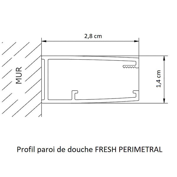 KASSANDRA - Paroi de douche fixe FRESH PERIMETRAL noire verre cannelé 100 cm - large