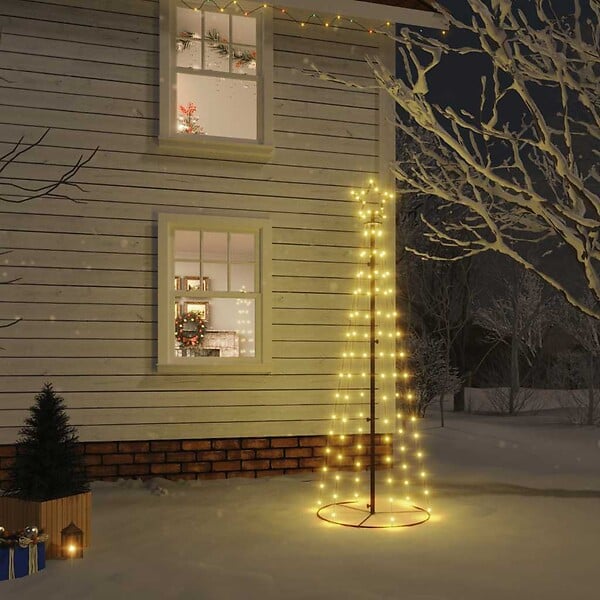 VIDAXL - vidaXL Arbre de Noël cône Blanc chaud 108 LED 70x180 cm - large