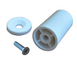 ZURFLUH FELLER - Butee Ronde Pour Lame Finale Lg40 Mm Blanche Avec Rondelle Et Vis Lg25 - vignette