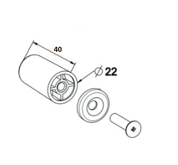 ZURFLUH FELLER - Butee Ronde Pour Lame Finale Lg40 Mm Blanche Avec Rondelle Et Vis Lg25 - large