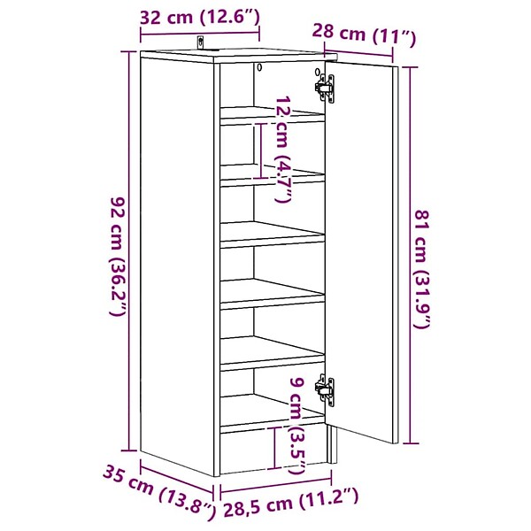 VIDAXL - vidaXL Armoire à  chaussures Blanc 32x35x92 cm Aggloméré - large
