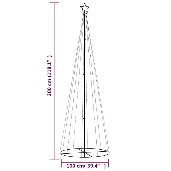 VIDAXL - vidaXL Arbre de Noël cône 310 LED Blanc chaud 100x300 cm - large