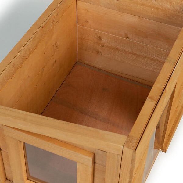ID MARKET - Maison pour chat niche en bois avec porte basculante à lamelles - large