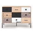 ID MARKET - Buffet 3 portes 3 tiroirs 110 cm SACRAMENTO design industriel - vignette