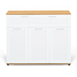 ID MARKET - Buffet 100 cm VITO 3 portes et 1 tiroir blanc et plateau bois - vignette