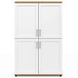 ID MARKET - Buffet haut H. 125 cm VITO 4 portes blanc et bois - vignette