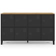 ID MARKET - Buffet casier 139 cm ESTER 8 portes en métal noir plateau bois design industriel - vignette