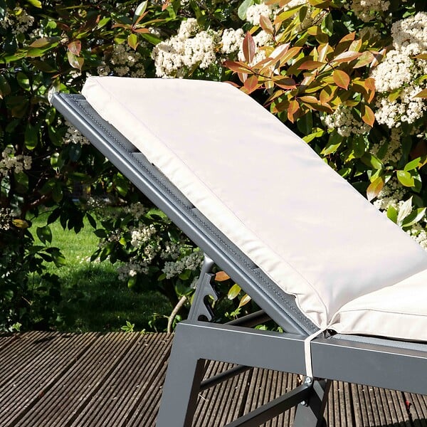 OVIALA - Lot de 2 coussins bain de soleil polyester écru 186 x 53 x 5 cm - Picchu - large