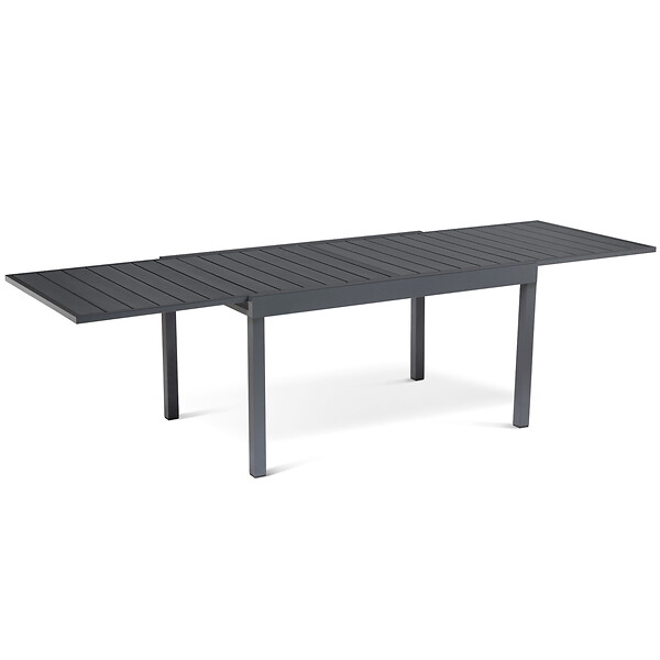 ID MARKET - Salon de jardin POLY table extensible 135-270 CM et 12 chaises gris foncé - large