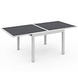 ID MARKET - Salon de jardin POLY table extensible 90-180 CM et 8 chaises blanc et gris - vignette