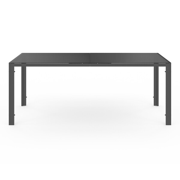 ID MARKET - Salon de jardin MADRID table 190 CM et 8 chaises empilables bleu canard - large