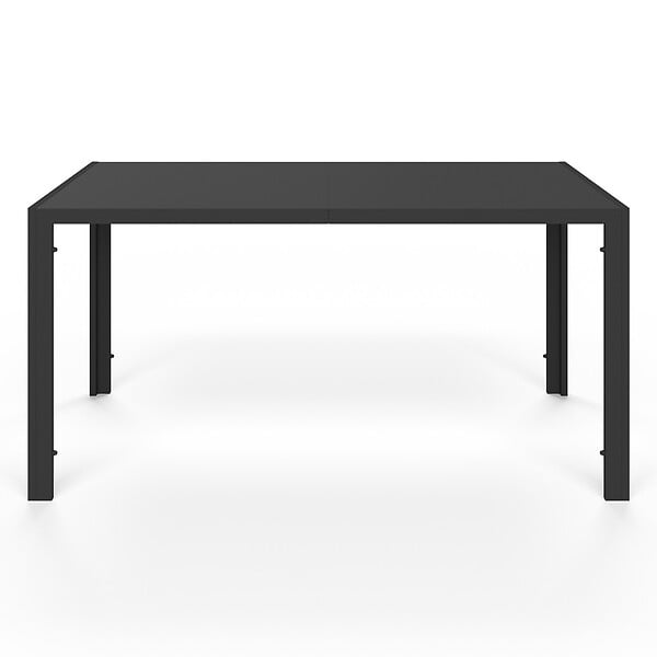 ID MARKET - Salon de jardin MADEIRA table 150 cm et 6 chaises cordage et textilène noir et rotin clair - large