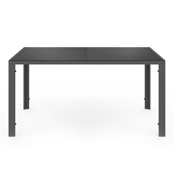 ID MARKET - Salon de jardin MADRID table 150 CM et 6 chaises empilables bleu canard - large