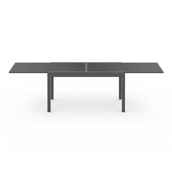 ID MARKET - Salon de jardin MADRID table extensible plateau gris 135-270 CM et 12 chaises empilables gris anthracite - large