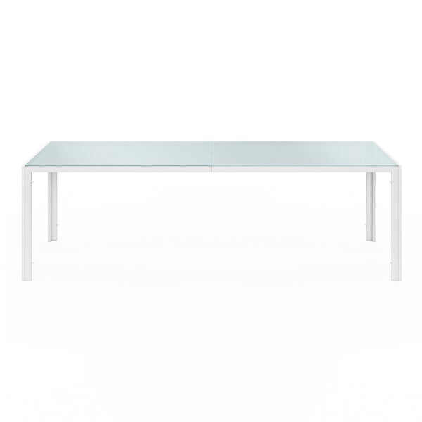 ID MARKET - Salon de jardin MADRID table 240 CM et 10 chaises empilables blanc et beige - large