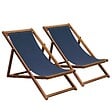 OVIALA - Lot de 2 chiliennes en acacia inclinables 3 positions bleu foncé - Houlgate - vignette
