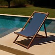OVIALA - Lot de 2 chiliennes en acacia inclinables 3 positions bleu foncé - Houlgate - vignette