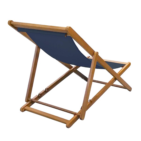 OVIALA - Lot de 2 chiliennes en acacia inclinables 3 positions bleu foncé - Houlgate - large