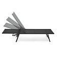 ID MARKET - Lot de 2 transats de jardin inclinables KAILUA en acier noir et toile noire - vignette