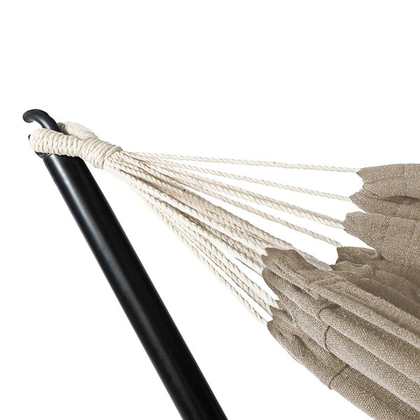 ID MARKET - Hamac avec support métal noir et toile taupe - large