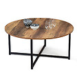 ID MARKET - Table basse ronde HAWKINS 80 cm bois foncé design industriel - vignette