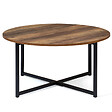 ID MARKET - Table basse ronde HAWKINS 80 cm bois foncé design industriel - vignette