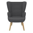 ID MARKET - Fauteuil scandinave SVEN grand confort en tissu gris anthracite - vignette