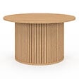 ID MARKET - Table basse ronde JULIETTE 70 cm lattes tasseau bois coloris chêne - vignette