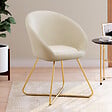 ID MARKET - Fauteuil forme oeuf ANGELINA beige en velours pieds croisés dorés - vignette