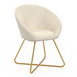 ID MARKET - Fauteuil forme oeuf ANGELINA beige en velours pieds croisés dorés - vignette