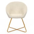 ID MARKET - Fauteuil forme oeuf ANGELINA beige en velours pieds croisés dorés - vignette