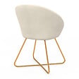 ID MARKET - Fauteuil forme oeuf ANGELINA beige en velours pieds croisés dorés - vignette