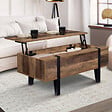 ID MARKET - Table basse plateau relevable rectangulaire AUSTRIA bois pied épingle - vignette