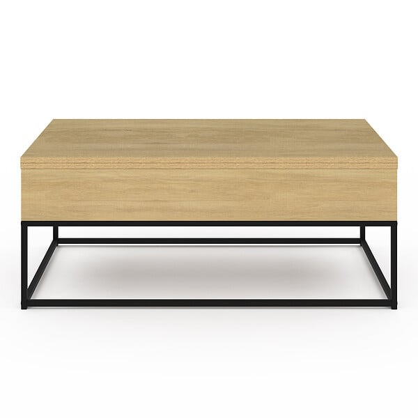 ID MARKET - Table basse rectangulaire relevable convertible en table à manger DETROIT design industriel - large