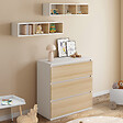 ID MARKET - Commode à langer évolutive AMBRE façon hêtre et blanc 3 tiroirs table à langer et 2 étagères amovibles - vignette