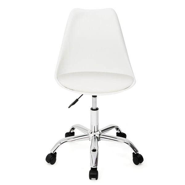 ID MARKET - Chaise de bureau scandinave SARA blanche à roulettes - large